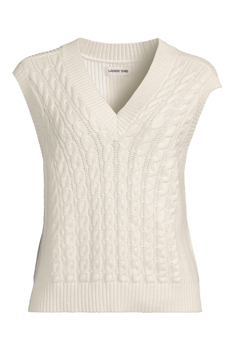 Drifter Modern Cable V Neck Vest Sweater, Alternate, color, Fresh Ivory