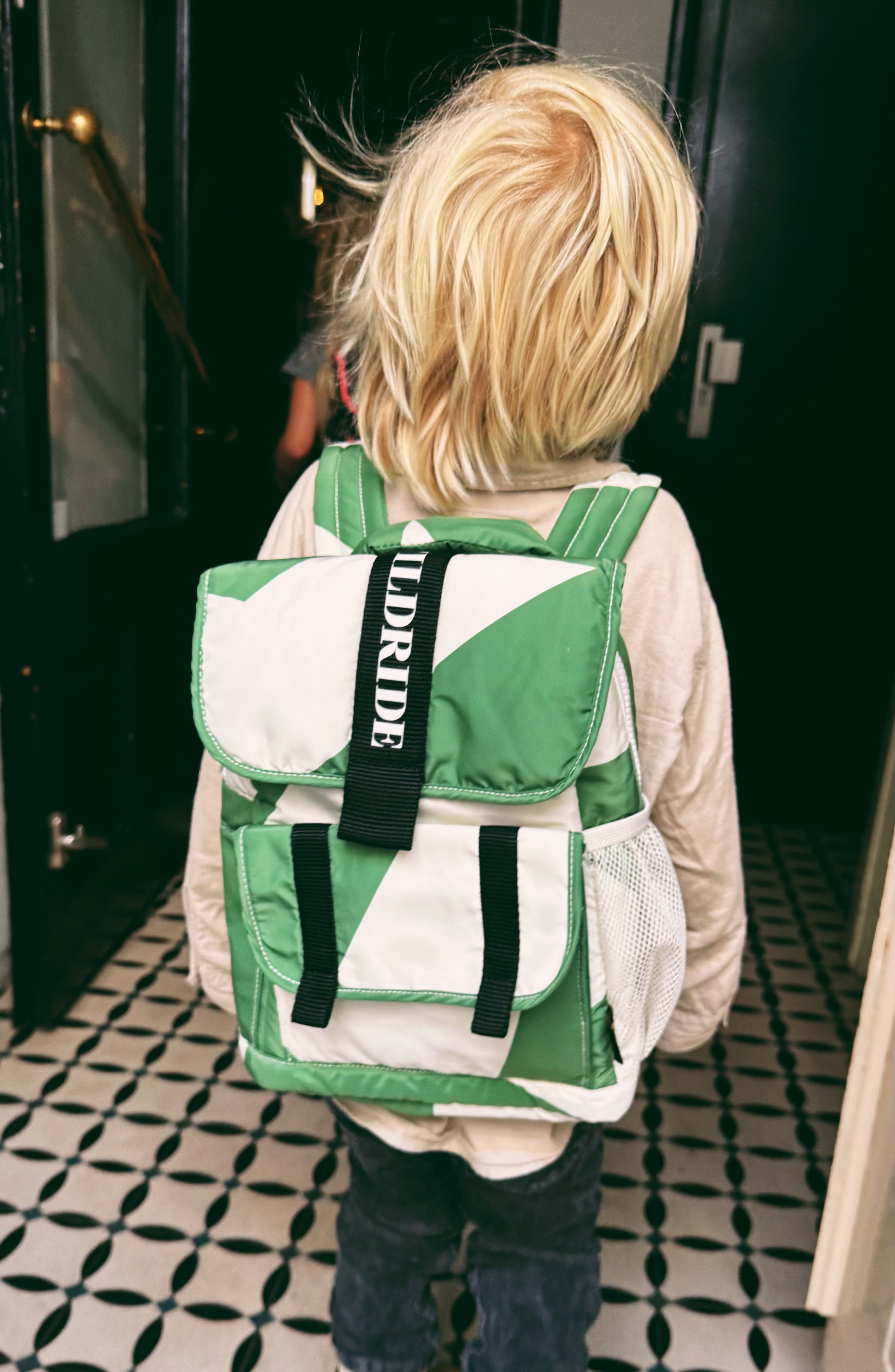 Kid Sized Recycled Materials Backpack, Alternate, color, GREEN GRAPHIC