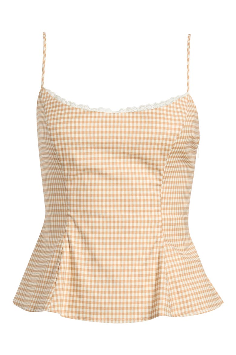 Genevieve Gingham Peplum Top, Alternate, color, ANZO CHECK