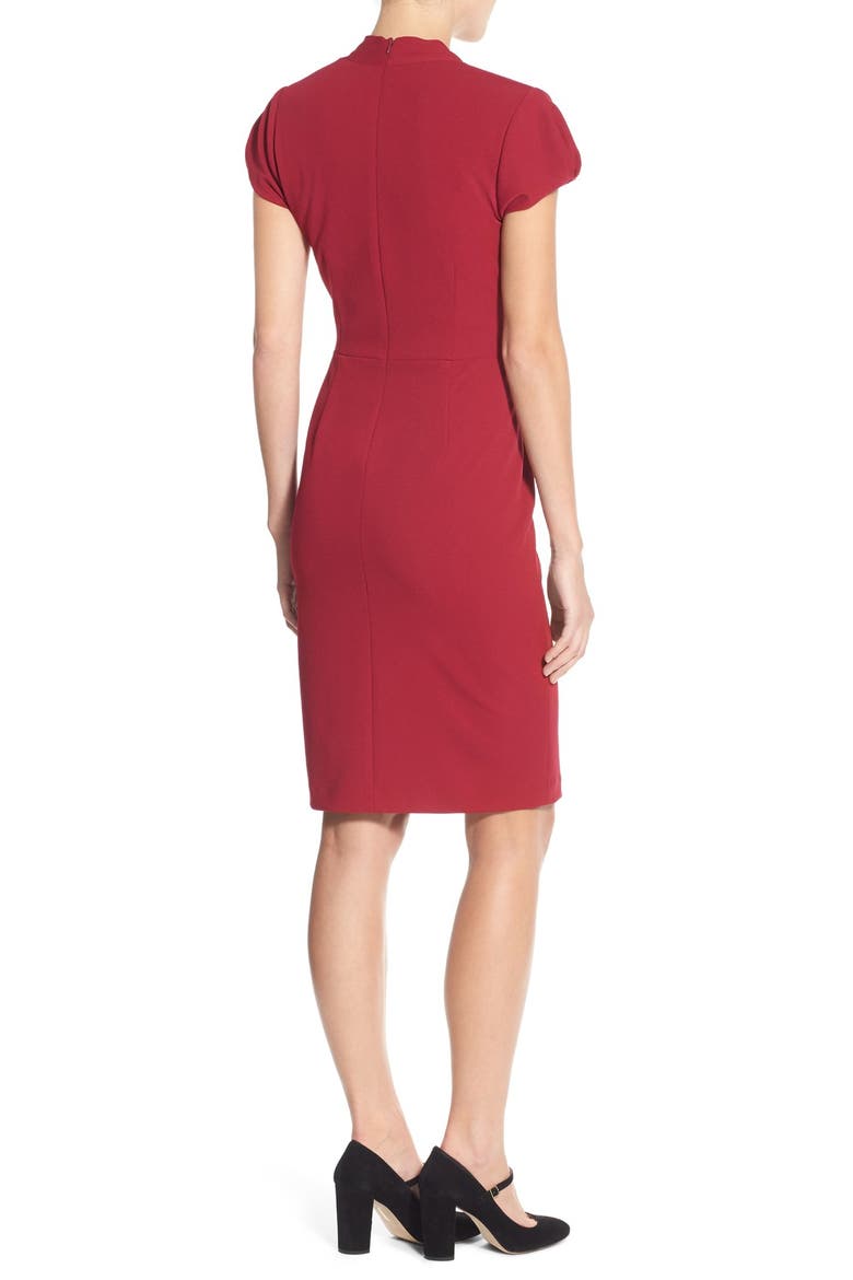 Puffed Sleeve Scuba Sheath Dress, Alternate, color, RUBY