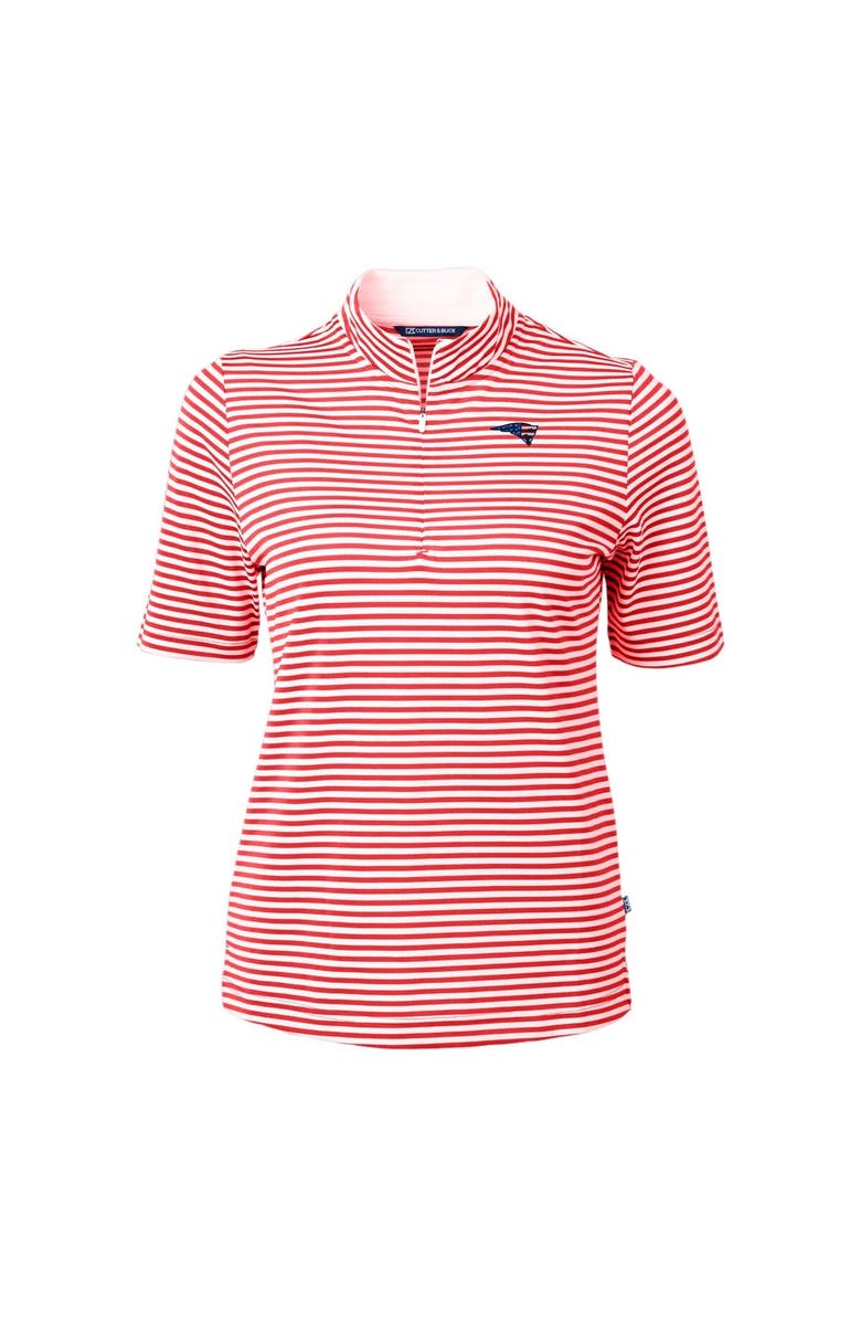 Cutter & Buck Women's Cutter & Buck  Red New England Patriots  DryTec Virtue Eco Pique Stripe Recycled Polo, Alternate, color, 