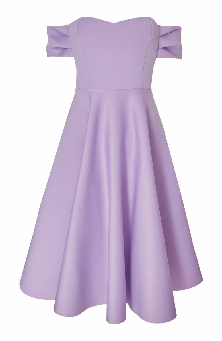 QUIZ Bonded Scuba Knit Bardot Skater Dress, Alternate, color, 