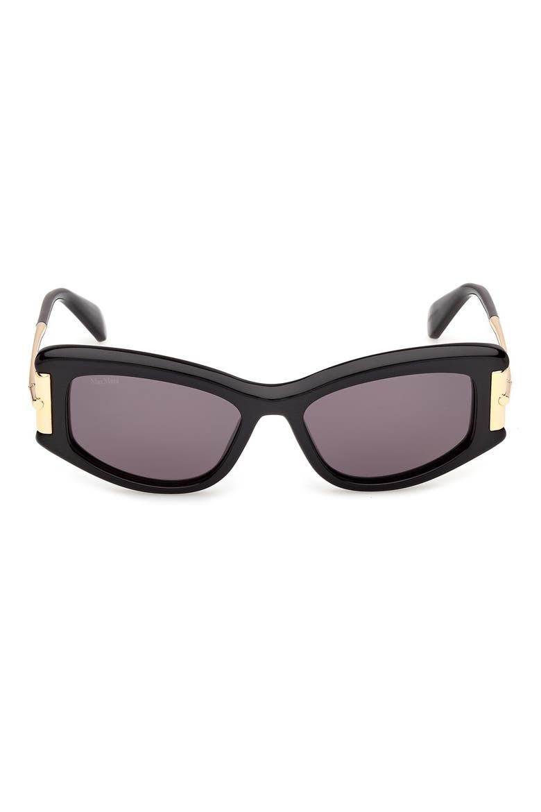 52mm Cat Eye Sunglasses, Main, color, SHINY BLACK DEEP GOLD / SMOKE