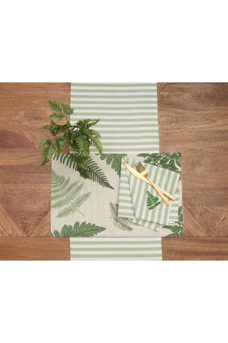 Botanical Forest Hemstitch Set of 6 Cloth Napkins, Alternate, color, Green