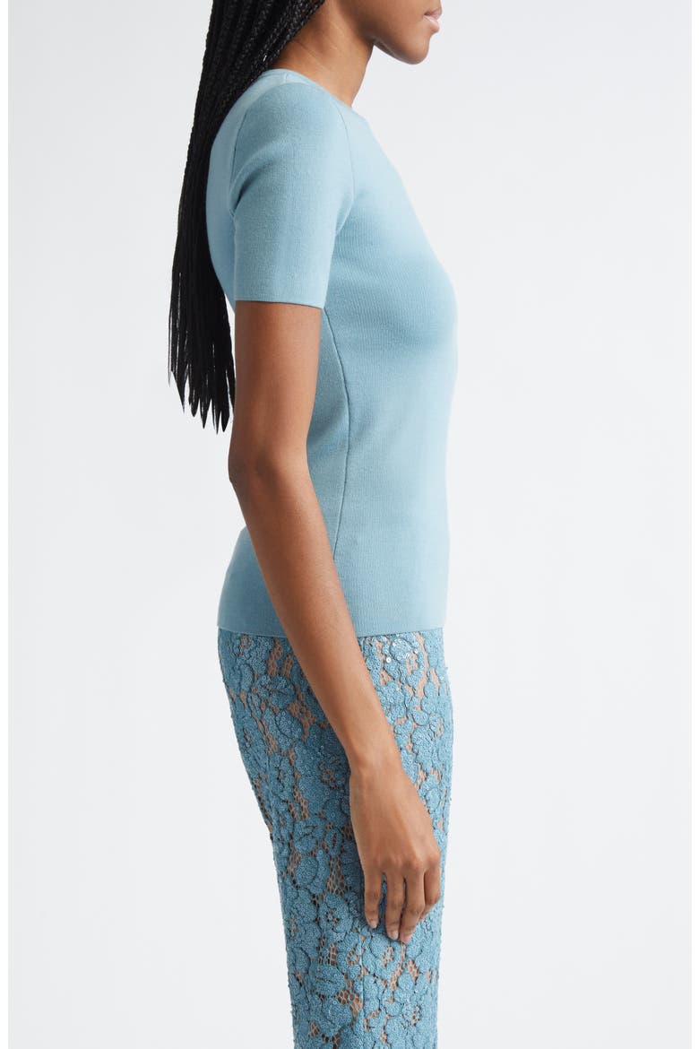 Short Sleeve Cashmere Sweater, Alternate, color, SEAGLASS