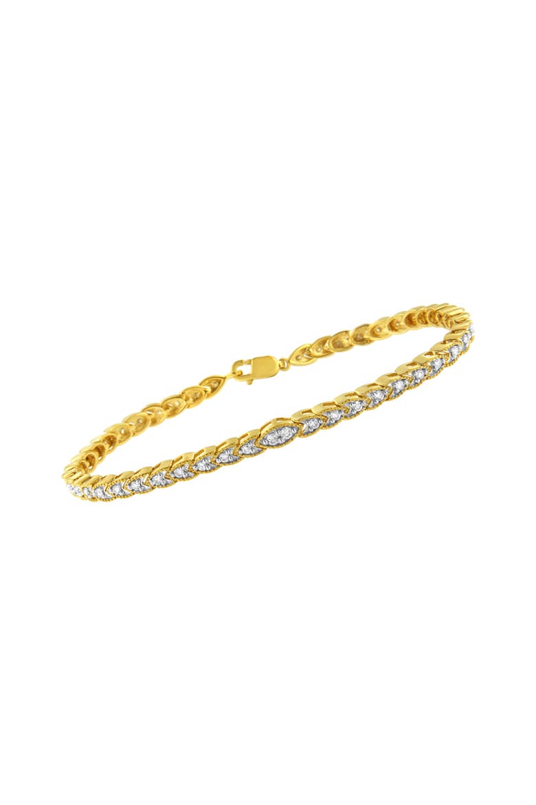 10K Yellow Gold Plated Silver 1 cttw Prong-Set Diamond Pear Shape Link Bracelet, Alternate, color, Yellow