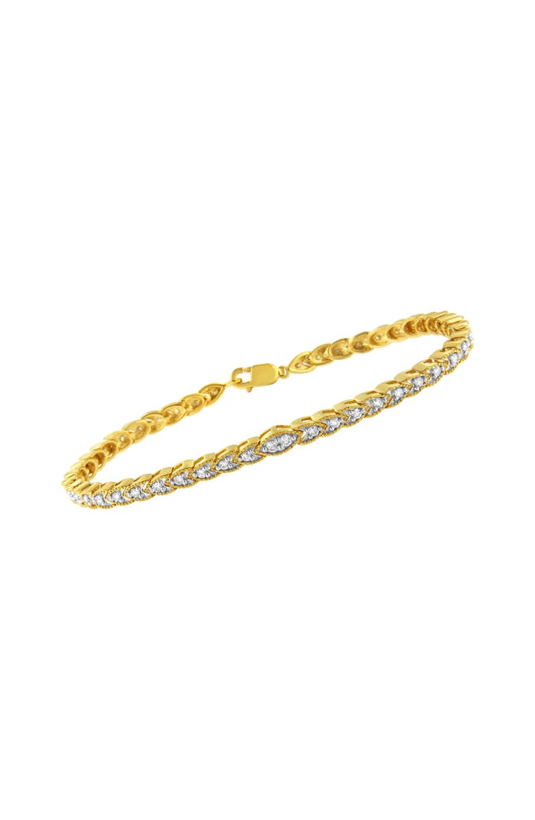 Haus of Brilliance 10K Yellow Gold Plated Silver 1 cttw Prong-Set Diamond Pear Shape Link Bracelet, Alternate, color, Yellow