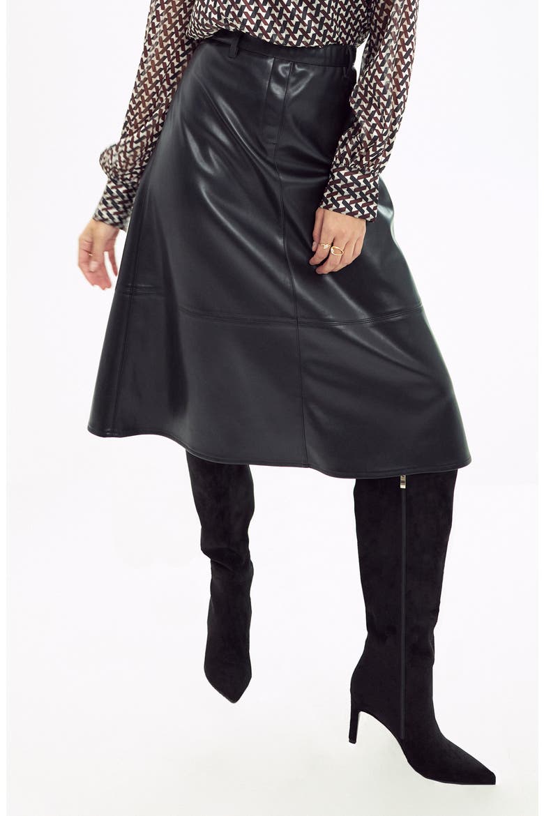 Faux Leather Skirt, Alternate, color, BLACK