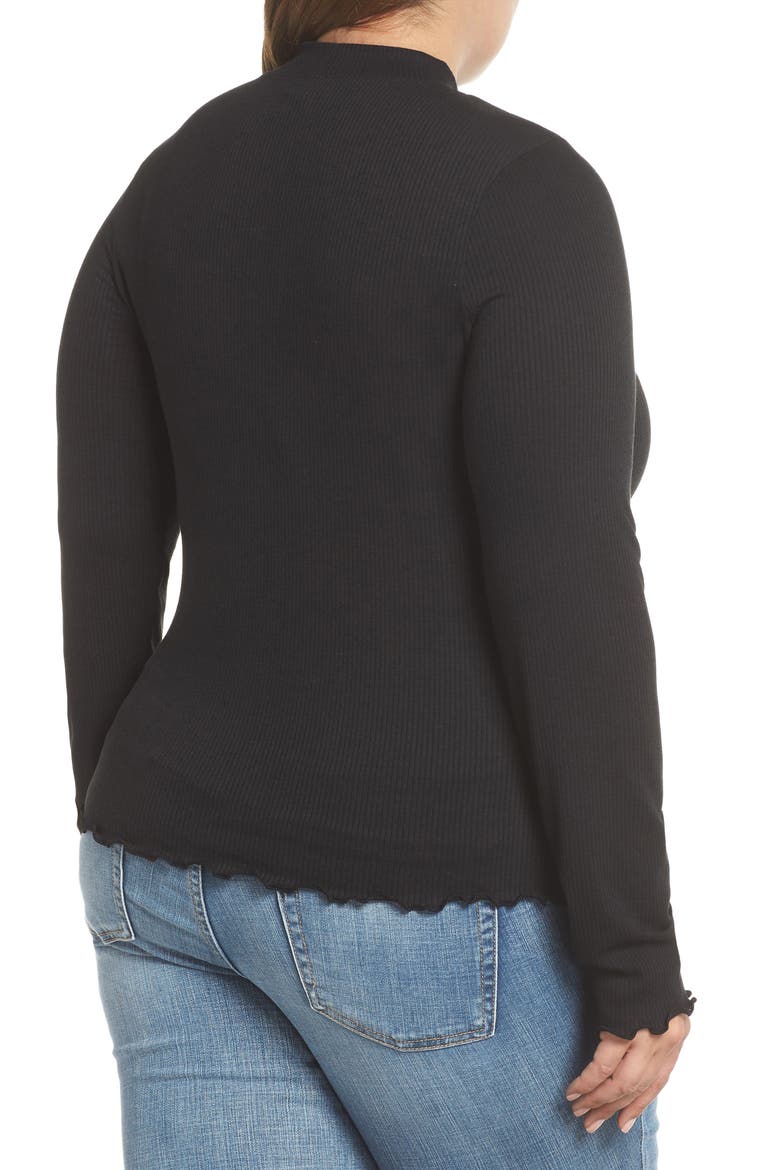 Slim Rib Long Sleeve Tee, Alternate, color, BLACK