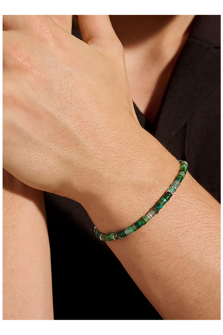 Heishi Bracelet, Hardstones, Sterling Silver, Alternate, color, GREEN