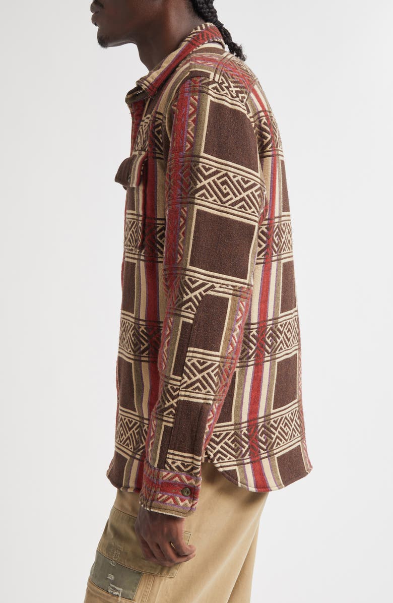 Double RL Padded Jacquard Overshirt, Alternate, color, Brown/ Olive