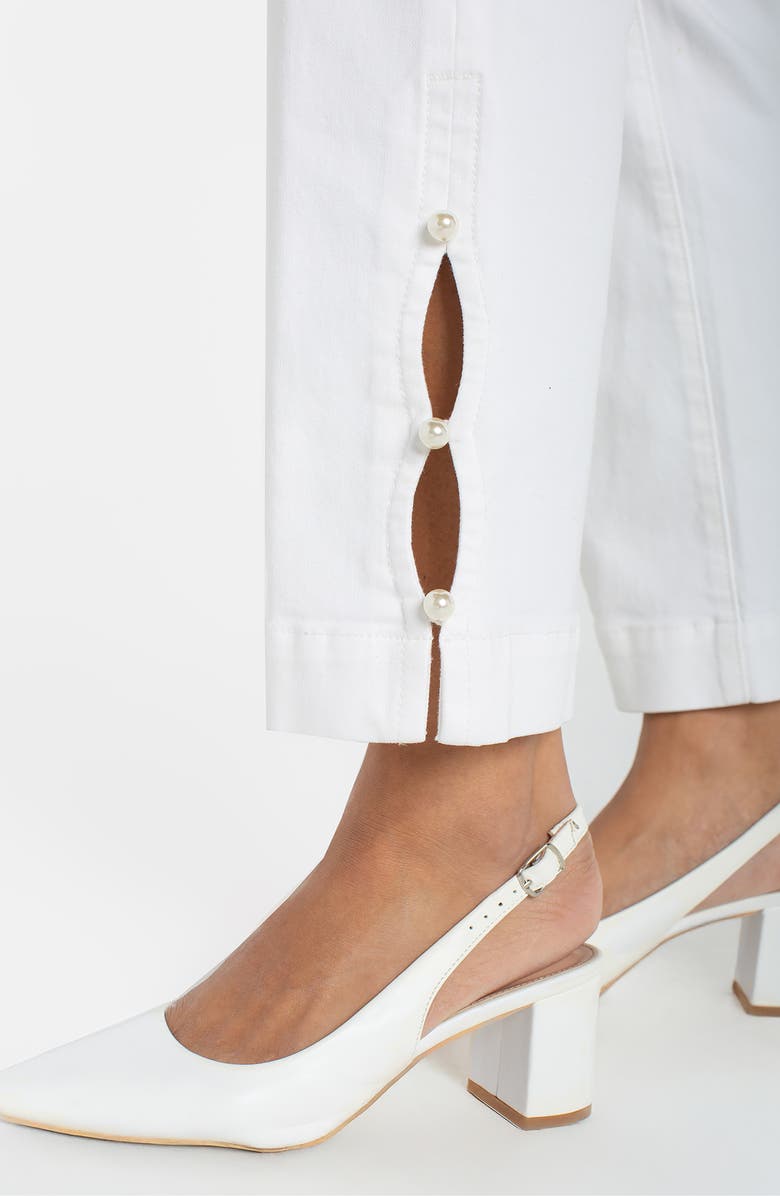 Liverpool Los Angeles Kennedy Embellished High Waist Crop Straight Leg Jeans, Alternate, color, Bright White