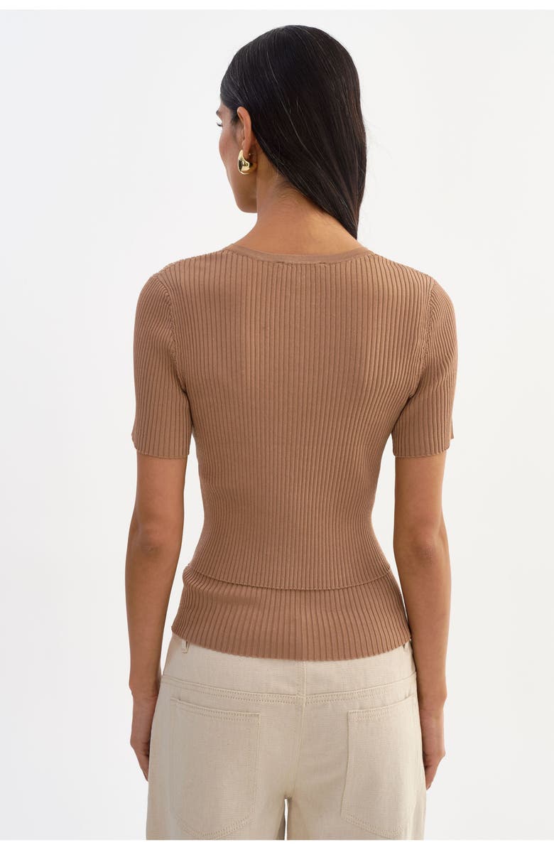 LAMARQUE Maeva | Shimmery Rib Knit Cropped Cardigan, Alternate, color, Bronze