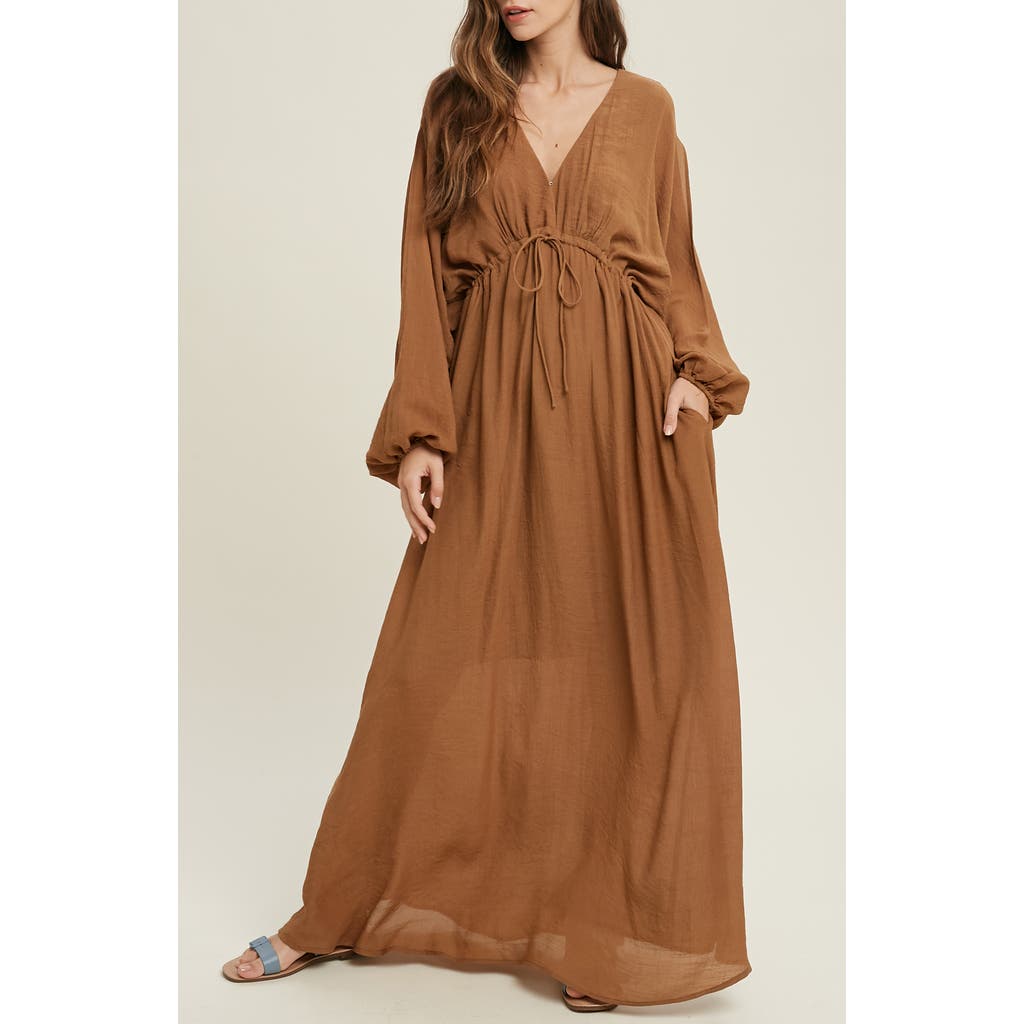 WISHLIST WISHLIST V-NECK LONG SLEEVE MAXI DRESS