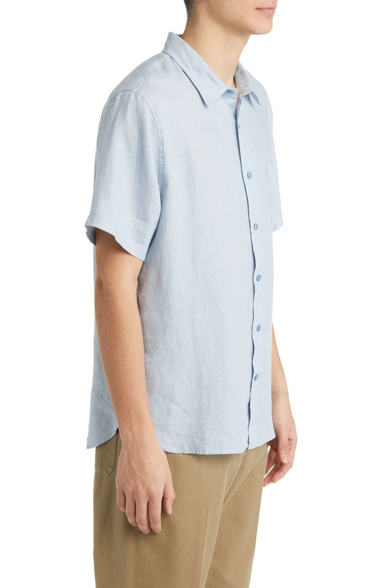 Classic Fit Short Sleeve Linen Shirt, Alternate, color, DK OXFORD BLUE