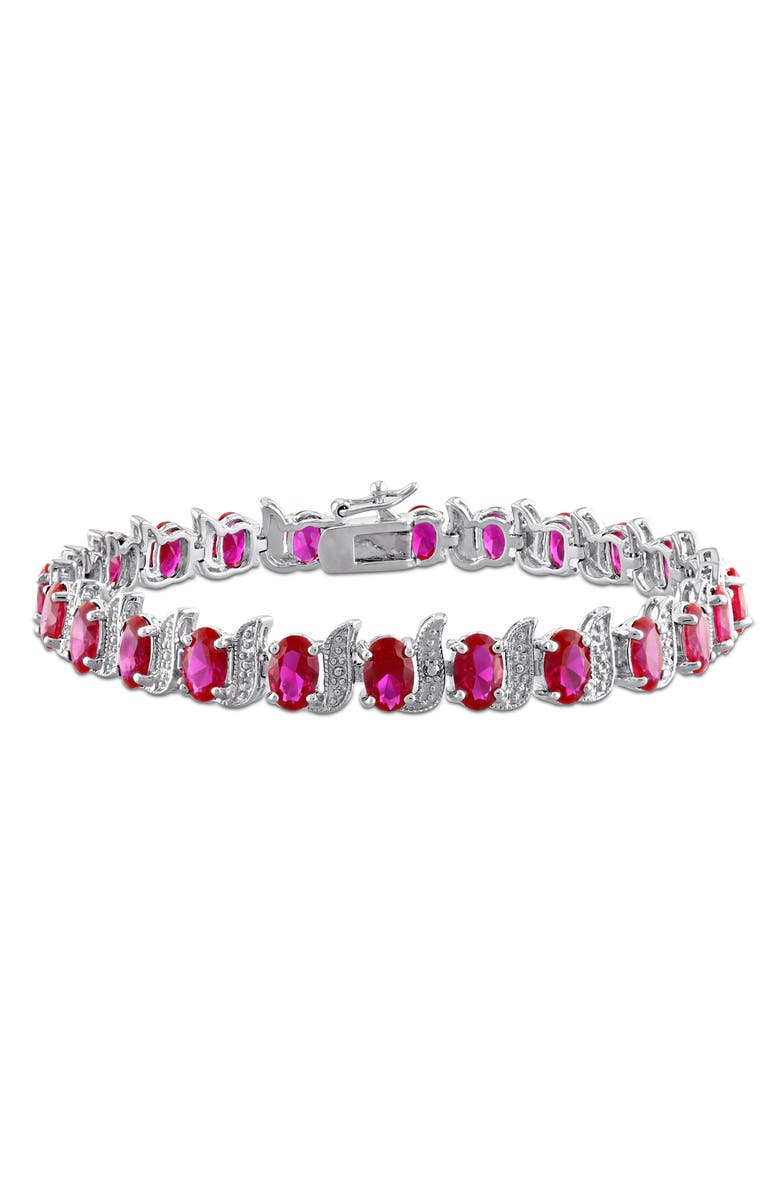 DELMAR Oval Cut Created Ruby Tennis Bracelet, Main, color, Red
