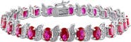 DELMAR Oval Cut Created Ruby Tennis Bracelet