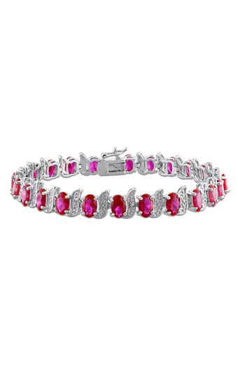 Oval Cut Created Ruby Tennis Bracelet