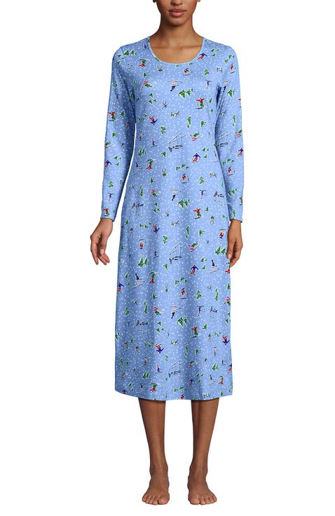 Cotton Long Sleeve Midcalf Nightgown