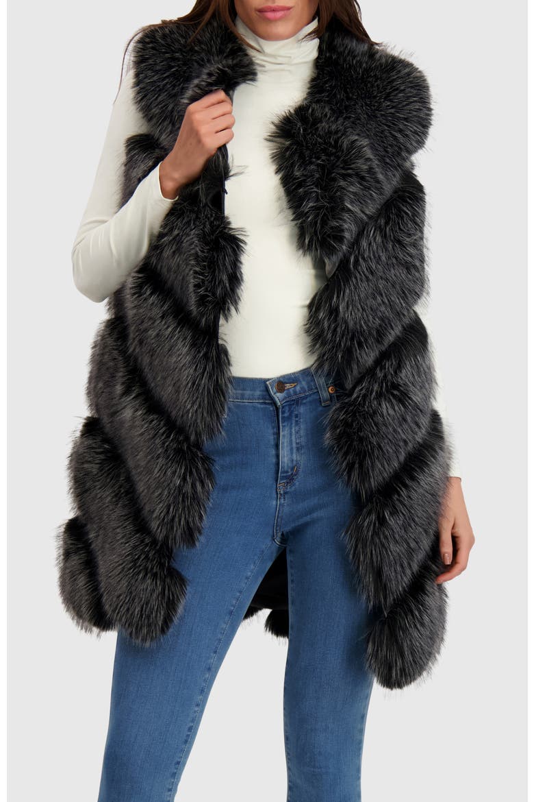Fur-Free Fox (Faux Fur) Vest, Alternate, color, BLACK SNOWTOP