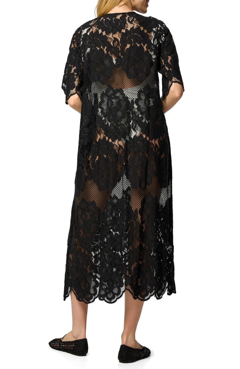 SAACHI Lace Kaftan Keyhole Dress, Alternate, color, Black