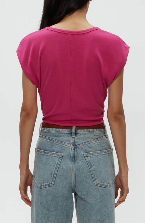 Michael Stars Joni Power Shoulder Rib Top In Pitaya
