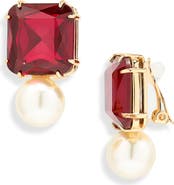 Carolina Herrera Crystal & Faux Pearl Earrings