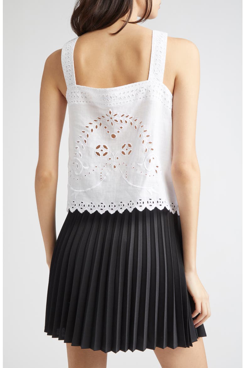 Belvoir Eyelet Linen Tank, Alternate, color, WHITE