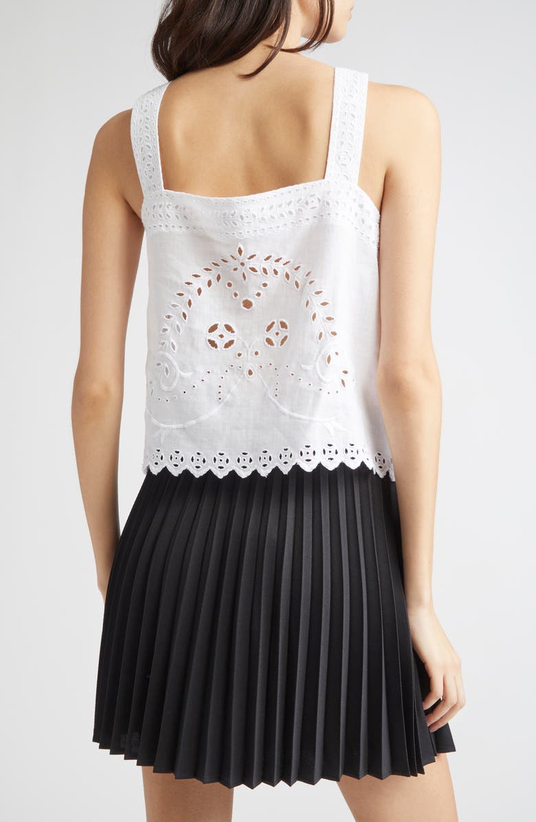 Bode Belvoir Eyelet Linen Tank, Alternate, color, White