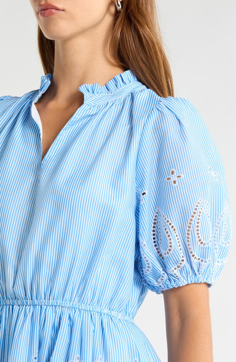 SUGARLIPS Geyser Eyelet Trim Marissa Dress, Alternate, color, White-Blue