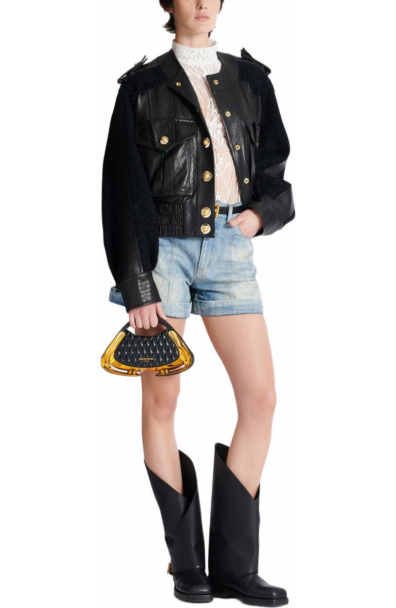 Balmain Quilted Small Jolie Madame Bag, Alternate, color, Black