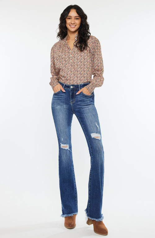 Kancan Mia Essentials Low Rise Baby Bootcut Jeans In Blue