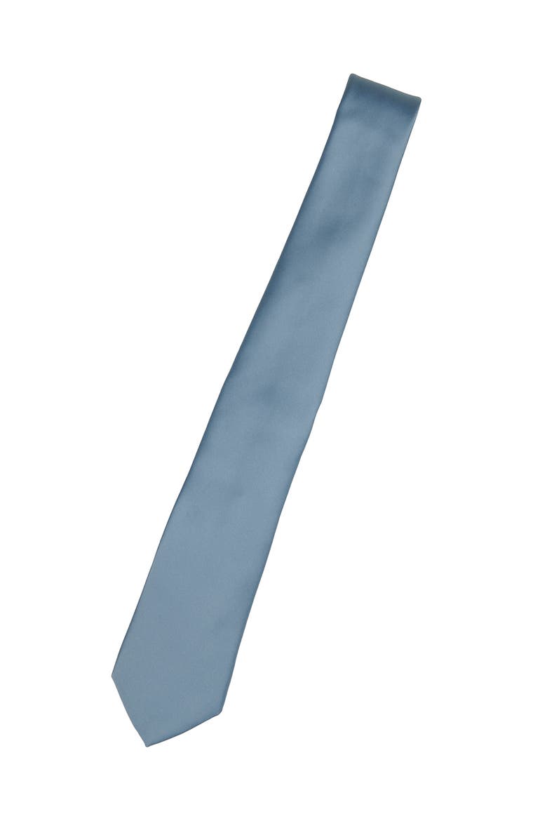 Men's Solid Satin Tie, Alternate, color, DUSTY BLUE
