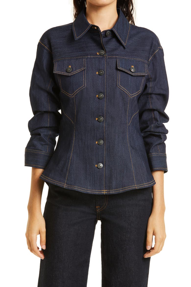 Scrunched Canyon Denim Jacket, Main, color, INDIGO