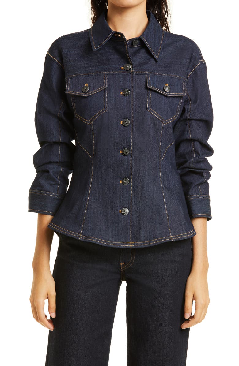 Cinq à Sept Scrunched Canyon Denim Jacket, Main, color,