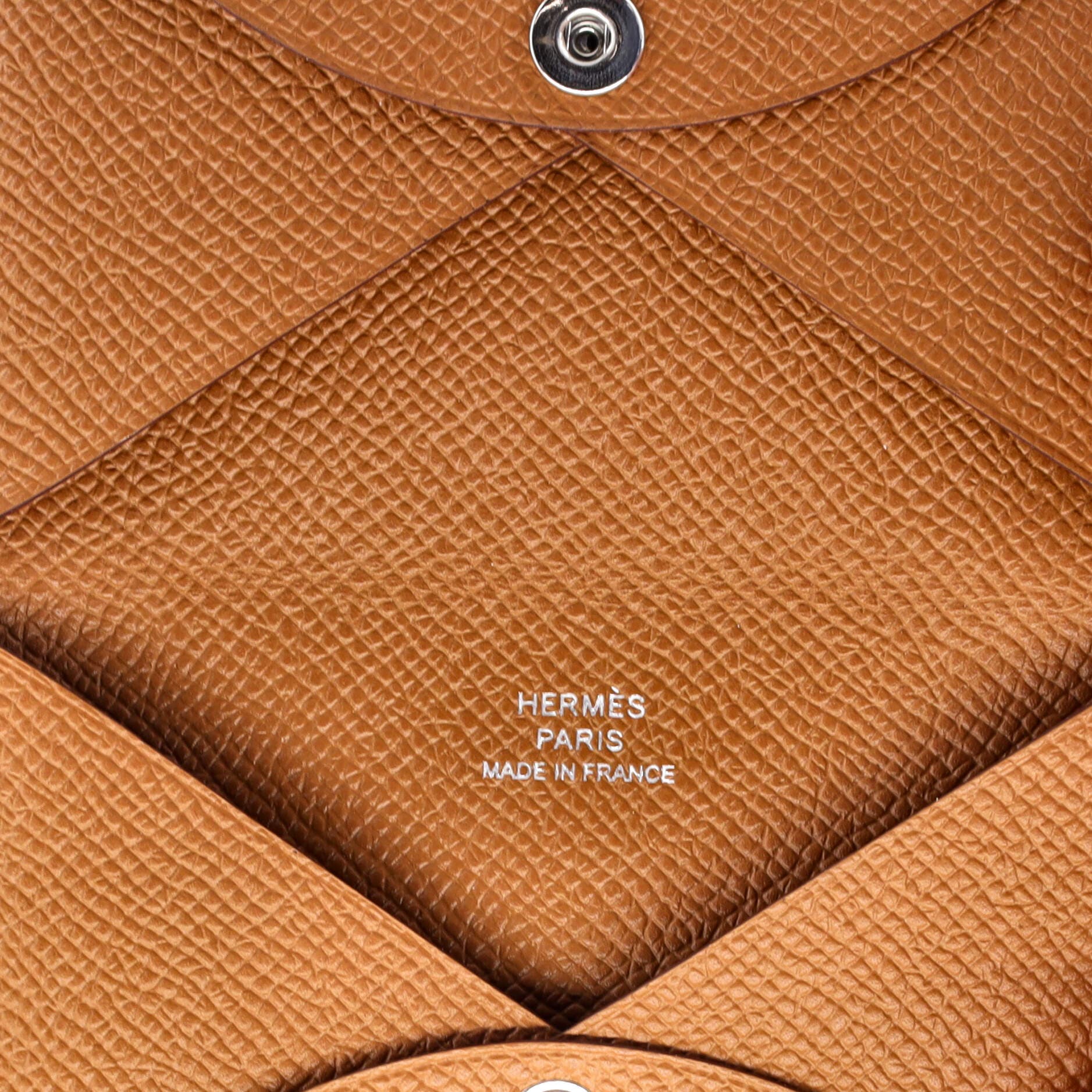 Pre-Owned Hermes Calvi Duo Card Holder Epsom, Alternate, color, Gold