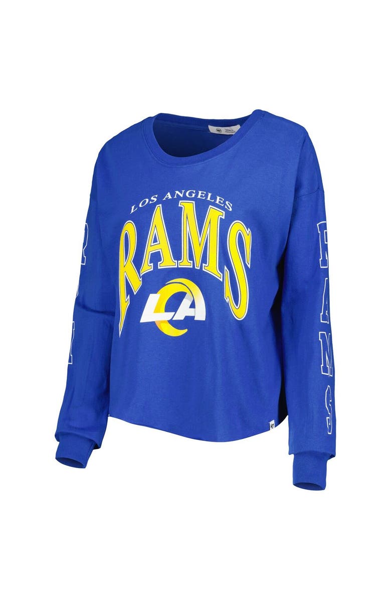 '47 Women's '47 Royal Los Angeles Rams Skyler Parkway Cropped Long Sleeve T-Shirt, Alternate, color, 