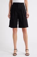 Steve Madden Ivana Pleated Front Cotton Shorts