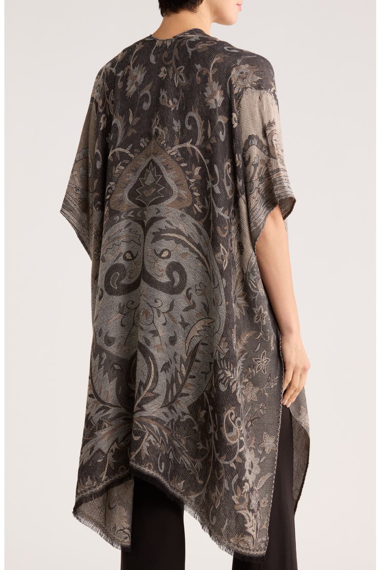 Paisley Jacquard Topper, Alternate, color, BLACK GREY