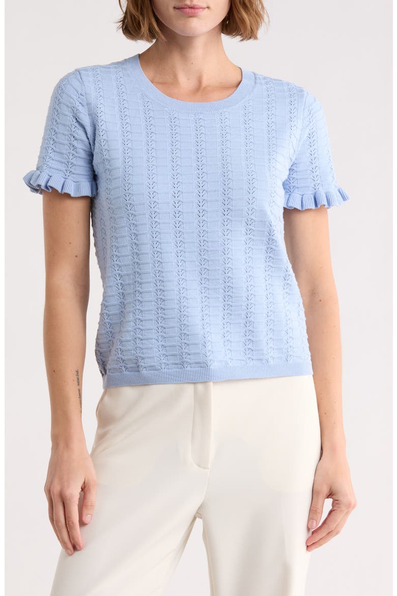 Crewneck Pointelle Stitch Sweater, Main, color, BLUE BELL