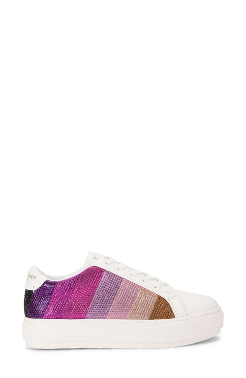 Kurt Geiger London Womens Pink Comb Laney Stripe Crystal-embellished Leather Low-top Trainers In Pink