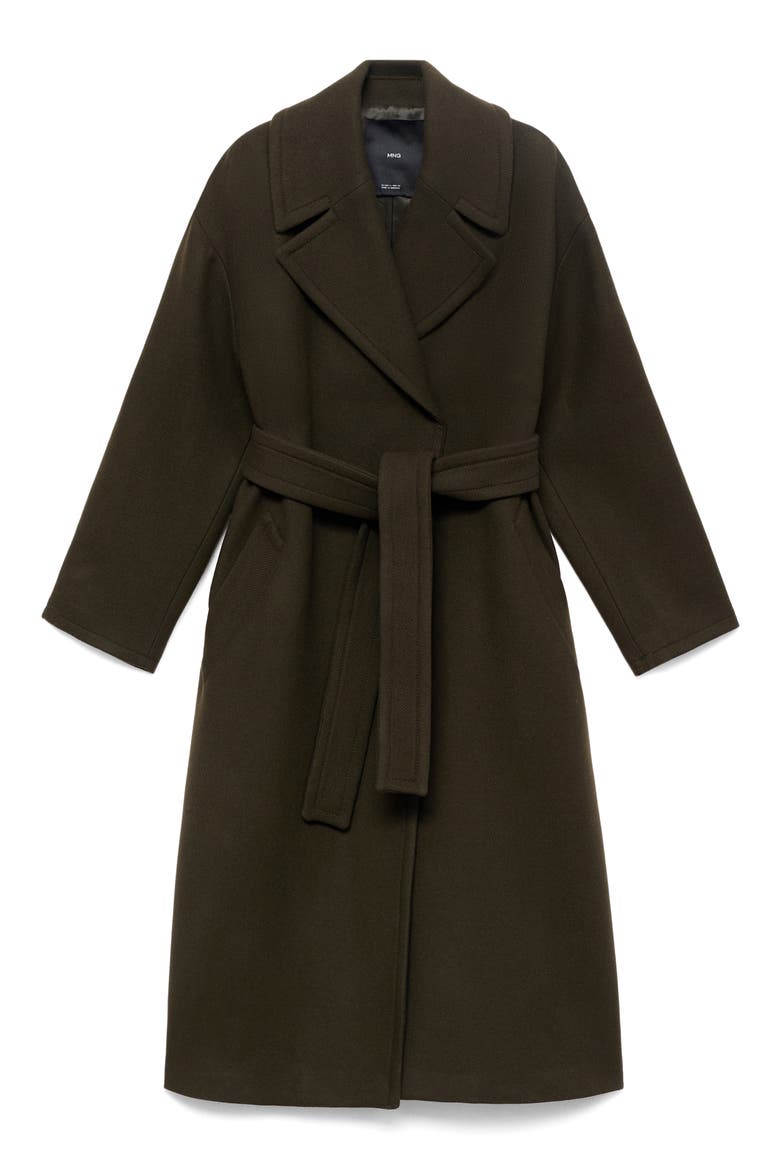 Belted Wool Blend Coat, Main, color, KHAKI GREEN