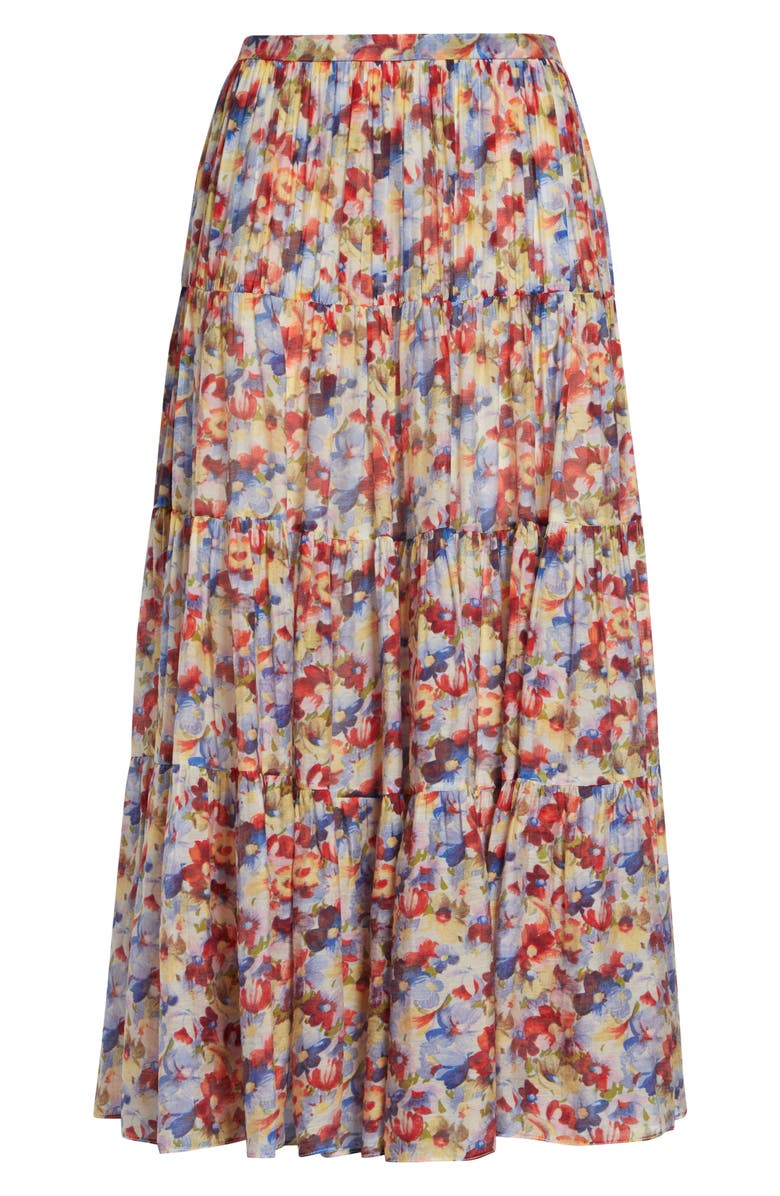 Cinq à Sept Harper Wildflower Tiered Maxi Skirt, Alternate, color, Gardenia Multi