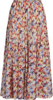 Cinq à Sept Harper Wildflower Tiered Maxi Skirt