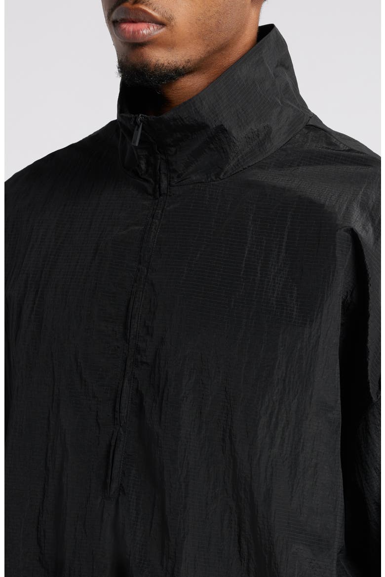 Gender Inclusive Ripstop Nylon Half Zip Pullover, Alternate, color, BLACK