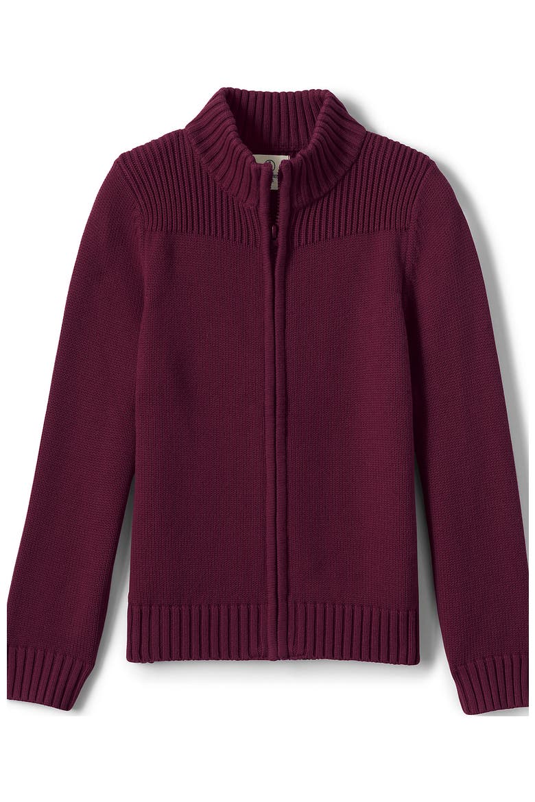 School Uniform Boys Cotton Modal Zip Front Cardigan Sweater, Alternate, color, Burgundy