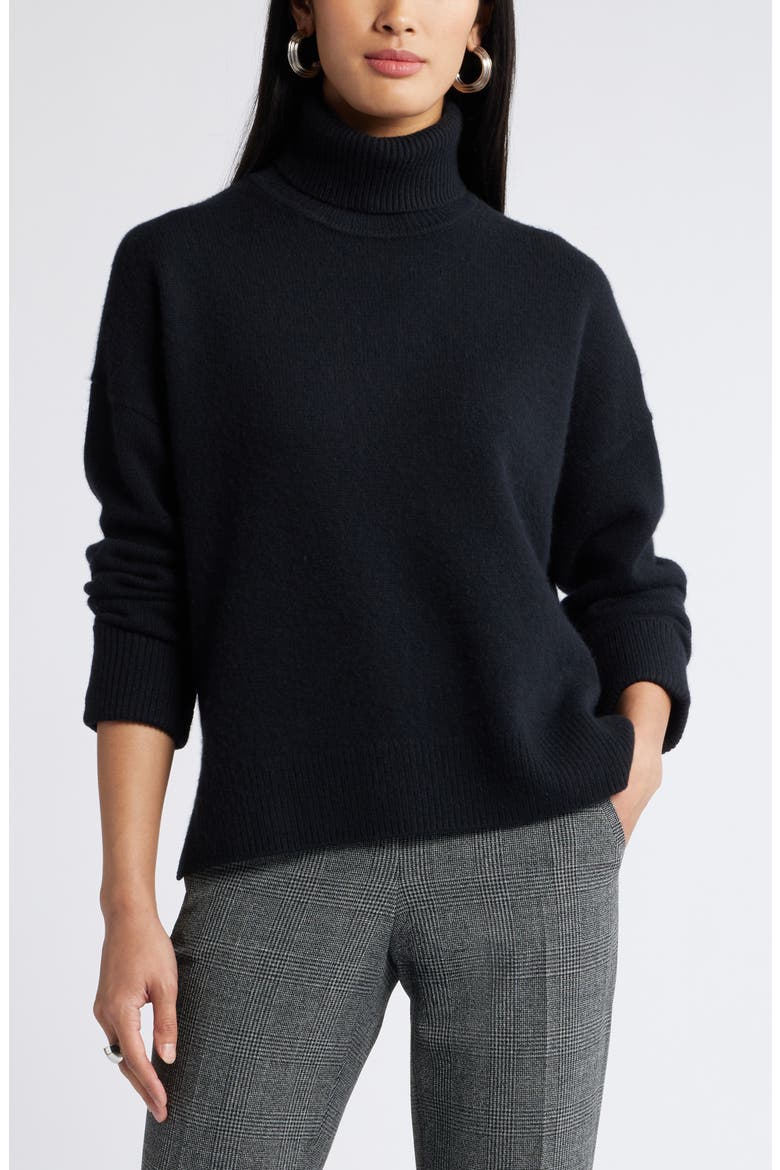 Wool & Cashmere Turtleneck Sweater, Main, color, BLACK ROCK