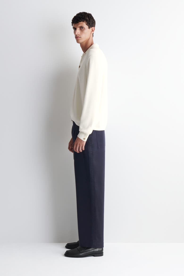 Cotton-Twill Relaxed-Fit Straight-Leg Pants, Alternate, color, NAVY