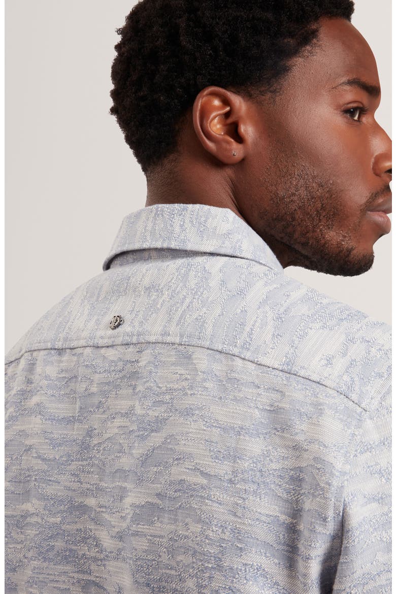 Lerreto Jacquard Denim Zip Overshirt, Alternate, color, BLUE