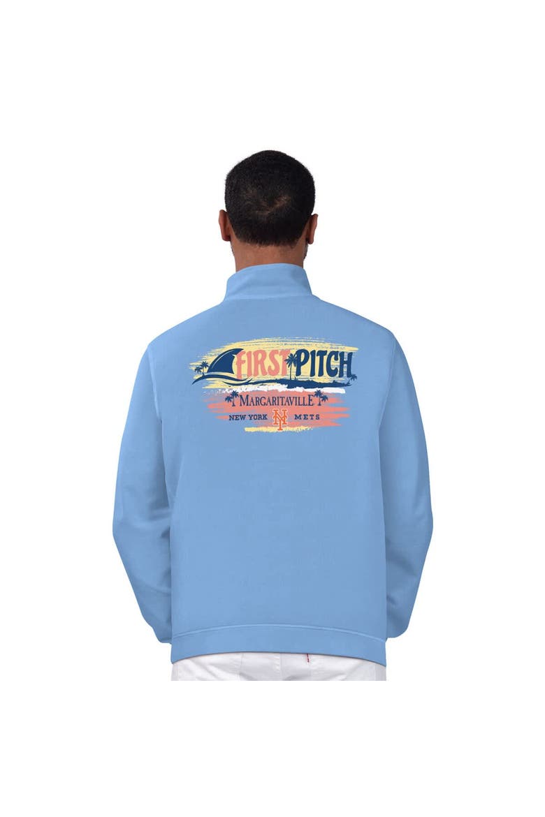 Men's Margaritaville Light Blue New York Mets First Pitch Quarter-Zip Pullover Top, Alternate, color, Light Blue